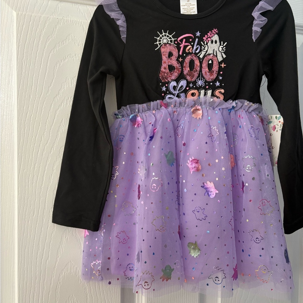 Set of 2 Kids Halloween Dress - Black and Purple & Black and Orange